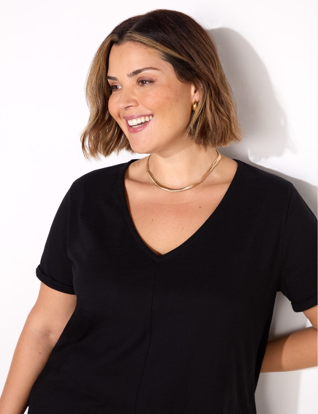 Pure Cotton V-Neck T-Shirt 2 of 3