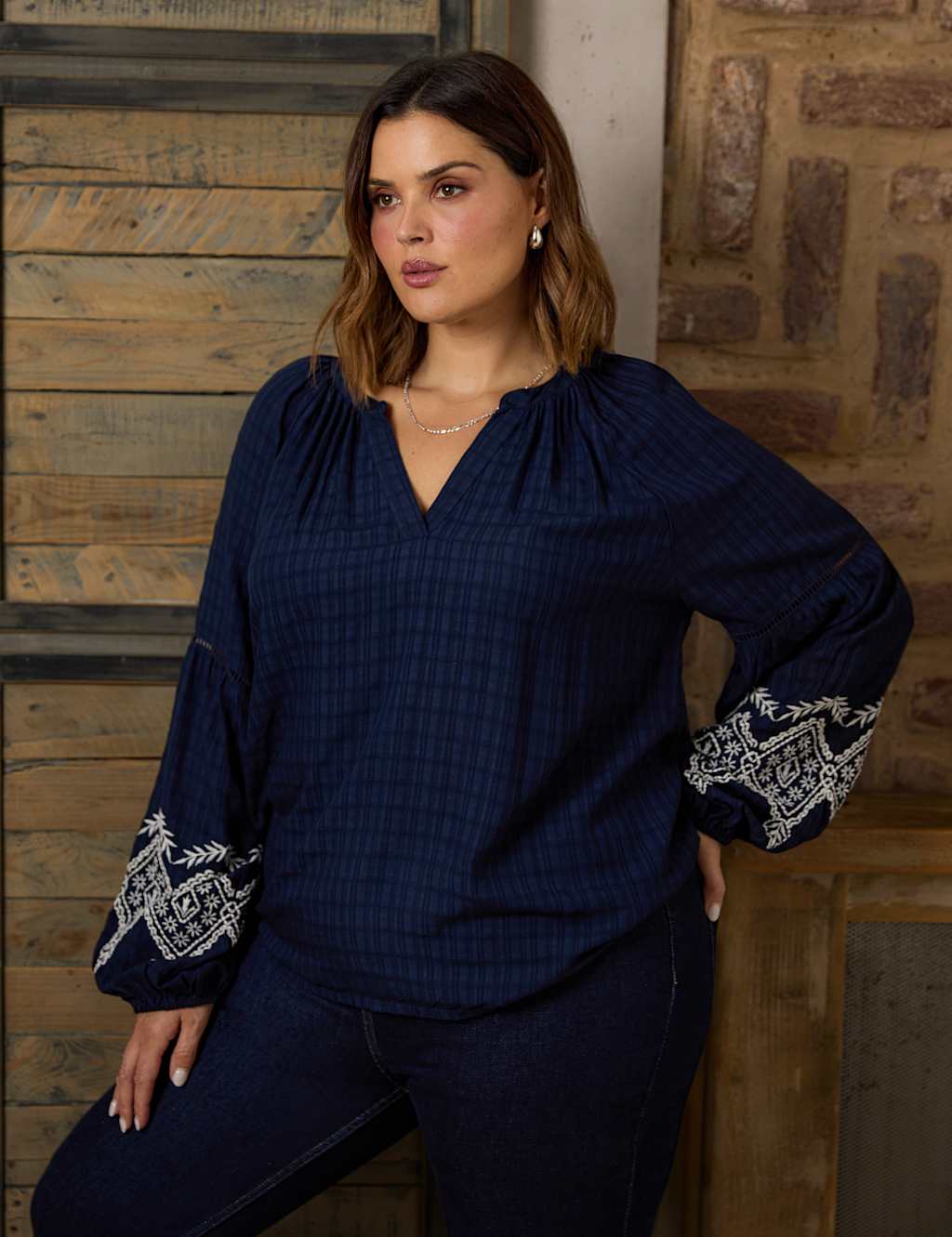 Embroidered V-Neck Top 2 of 5
