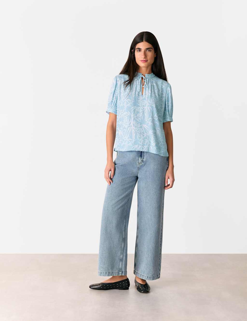 Print Tie Neck Blouse 1 of 4
