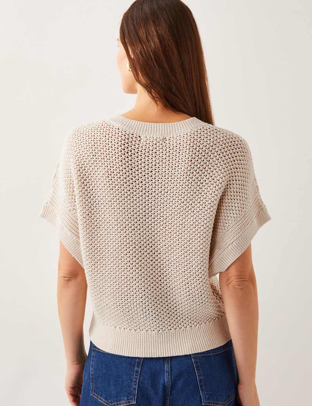 Pure Cotton Textured Batwing Sleeve Cardigan 5 of 5