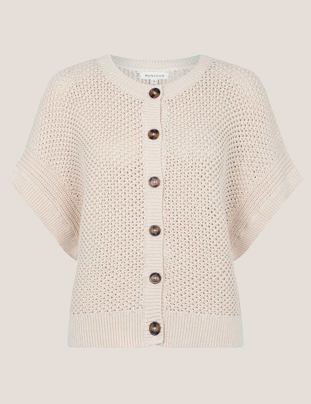 Pure Cotton Textured Batwing Sleeve Cardigan 2 of 5