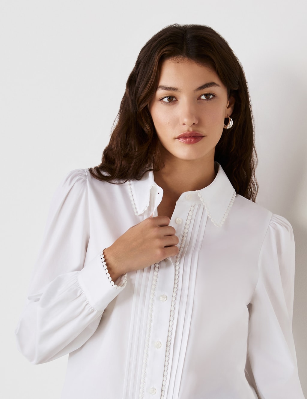 Cotton Rich Pintuck Blouson Sleeve Shirt 4 of 4