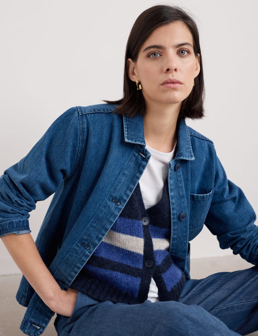 Denim Relaxed Collared Jacket 3 of 4