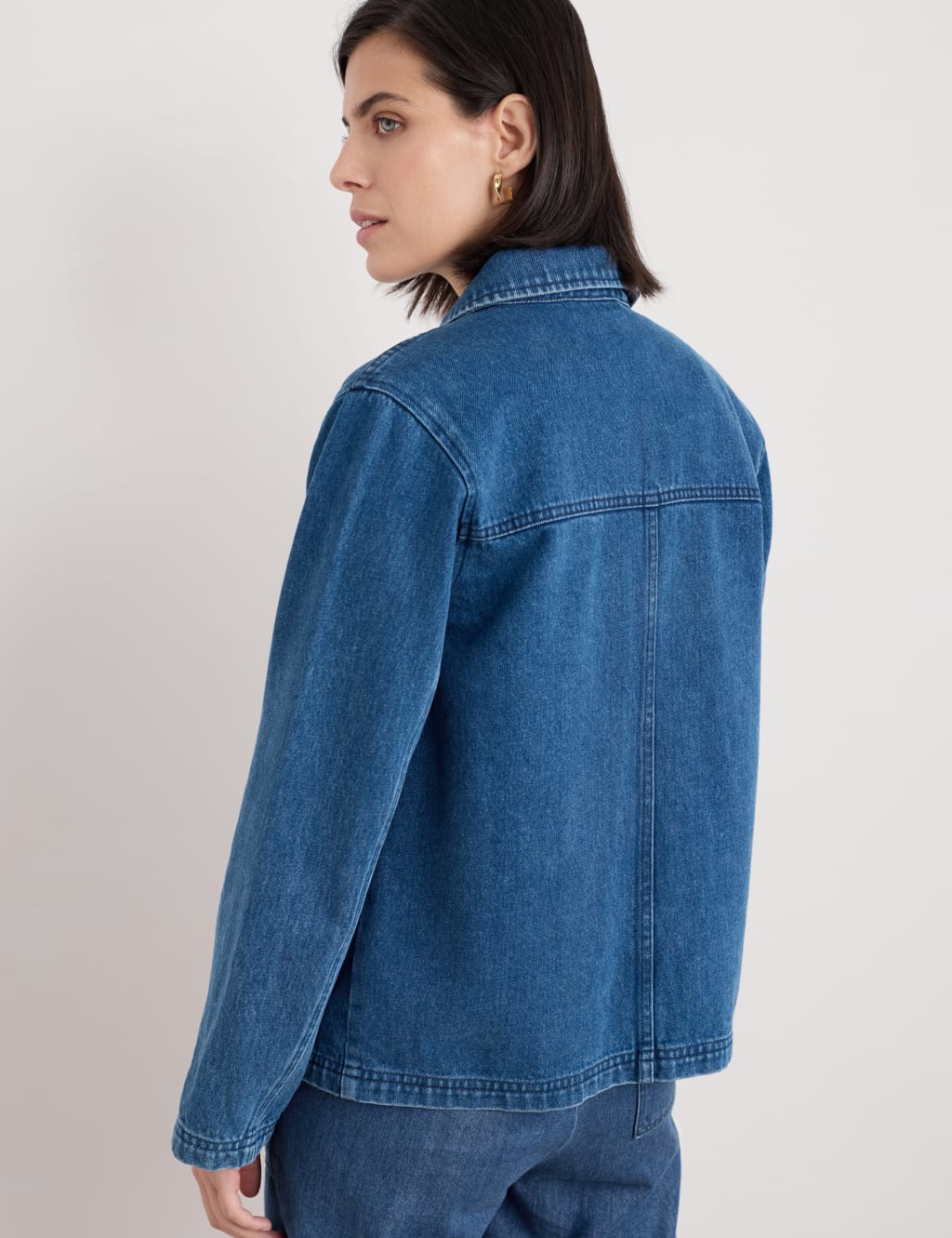 Denim Relaxed Collared Jacket 4 of 4