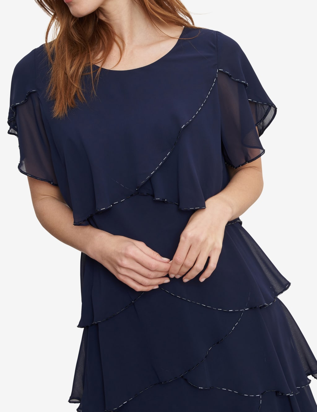 Chiffon Ruffle Knee Length Tiered Dress | Gina Bacconi | M&S