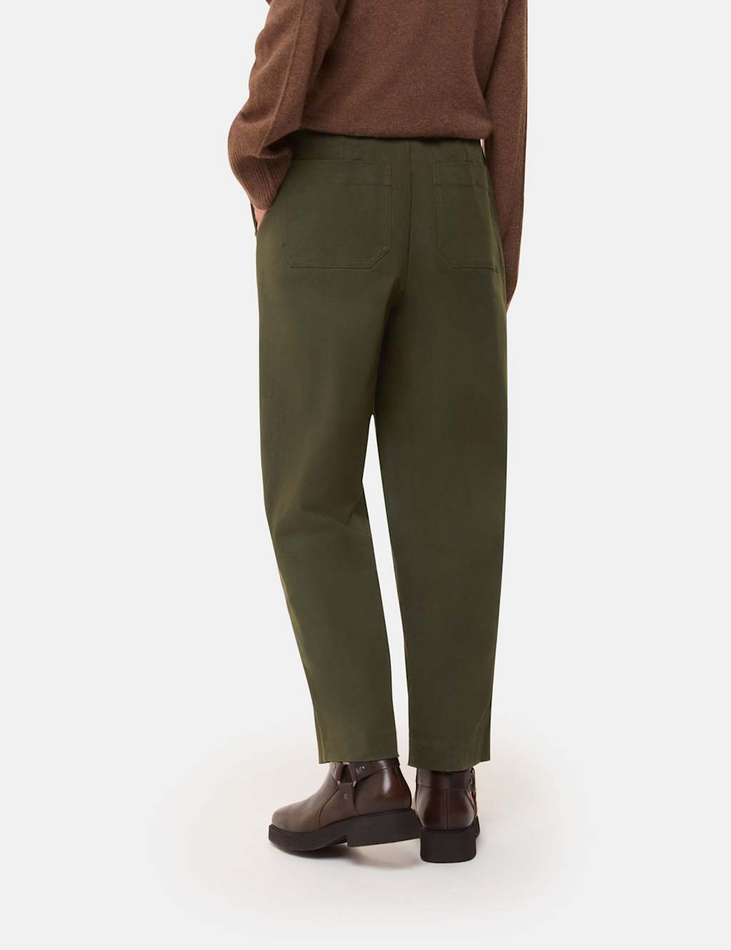 Lyocell Rich Barrel Leg Ankle Grazer Trousers 3 of 4