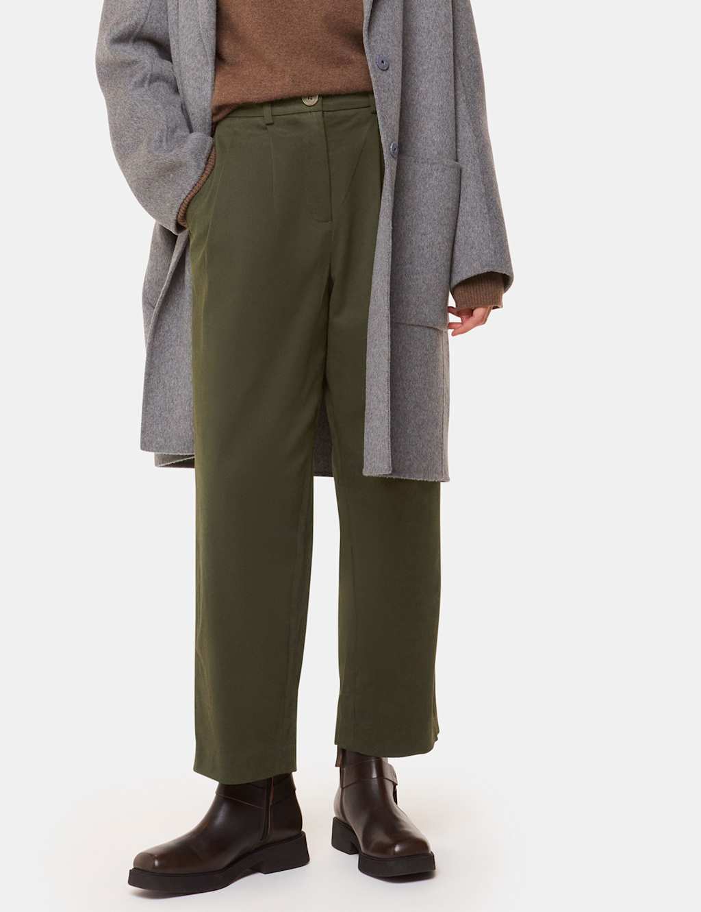 Lyocell Rich Barrel Leg Ankle Grazer Trousers 4 of 4