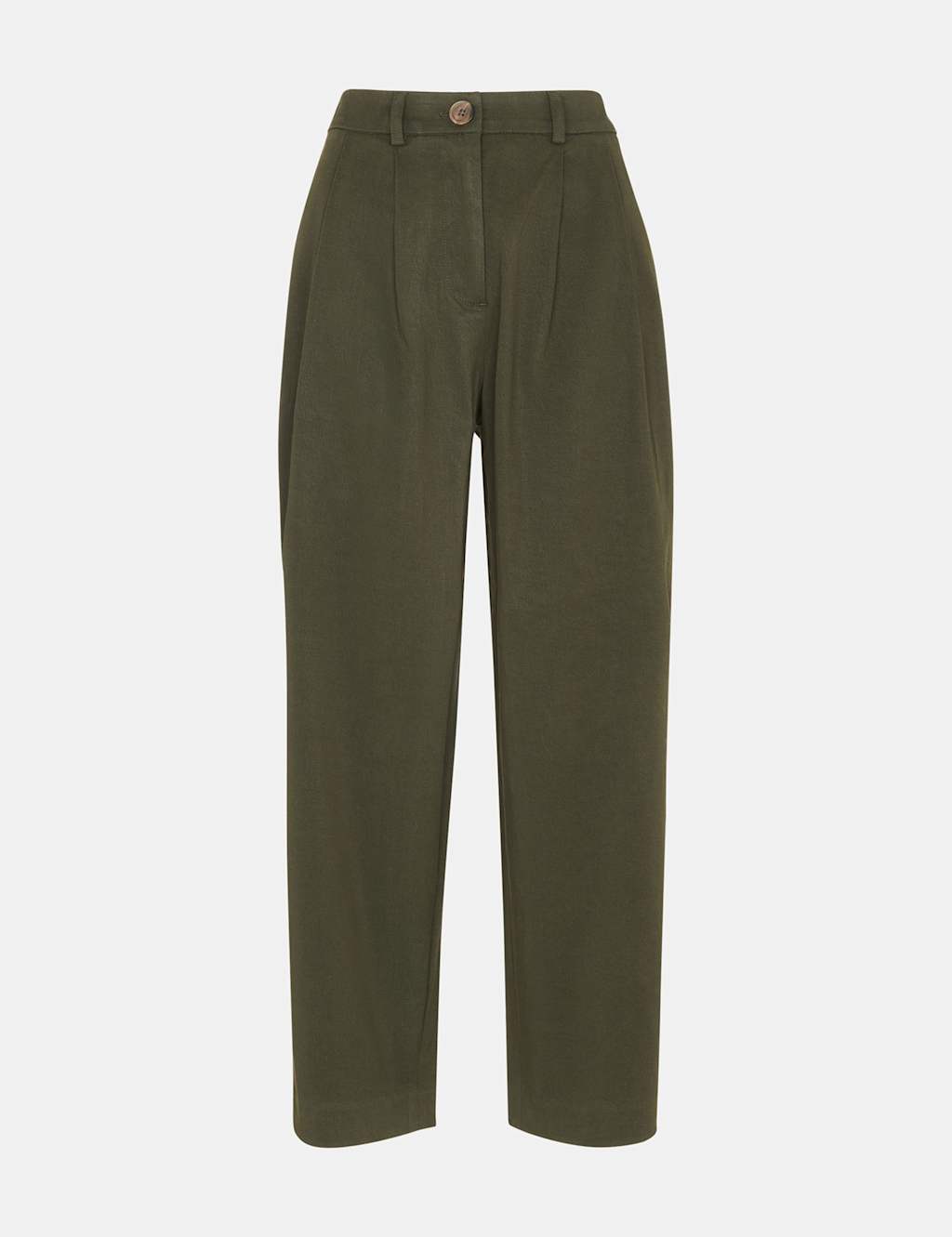 Lyocell Rich Barrel Leg Ankle Grazer Trousers 2 of 4
