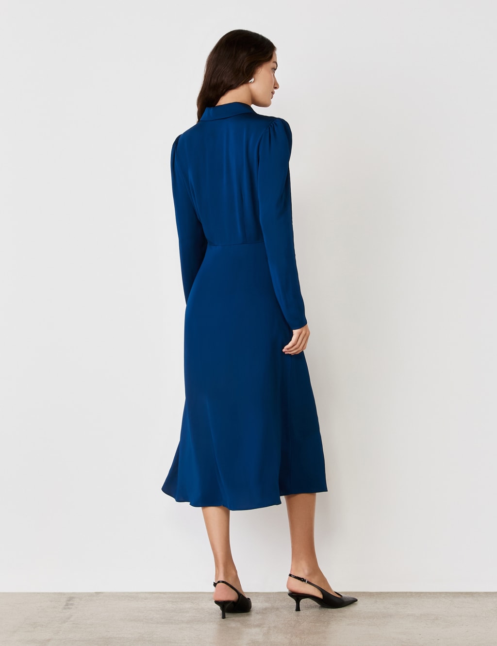 Crepe Satin Midi Skater Dress 2 of 4