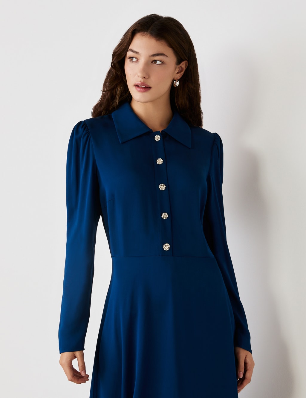 Crepe Satin Midi Skater Dress 4 of 4