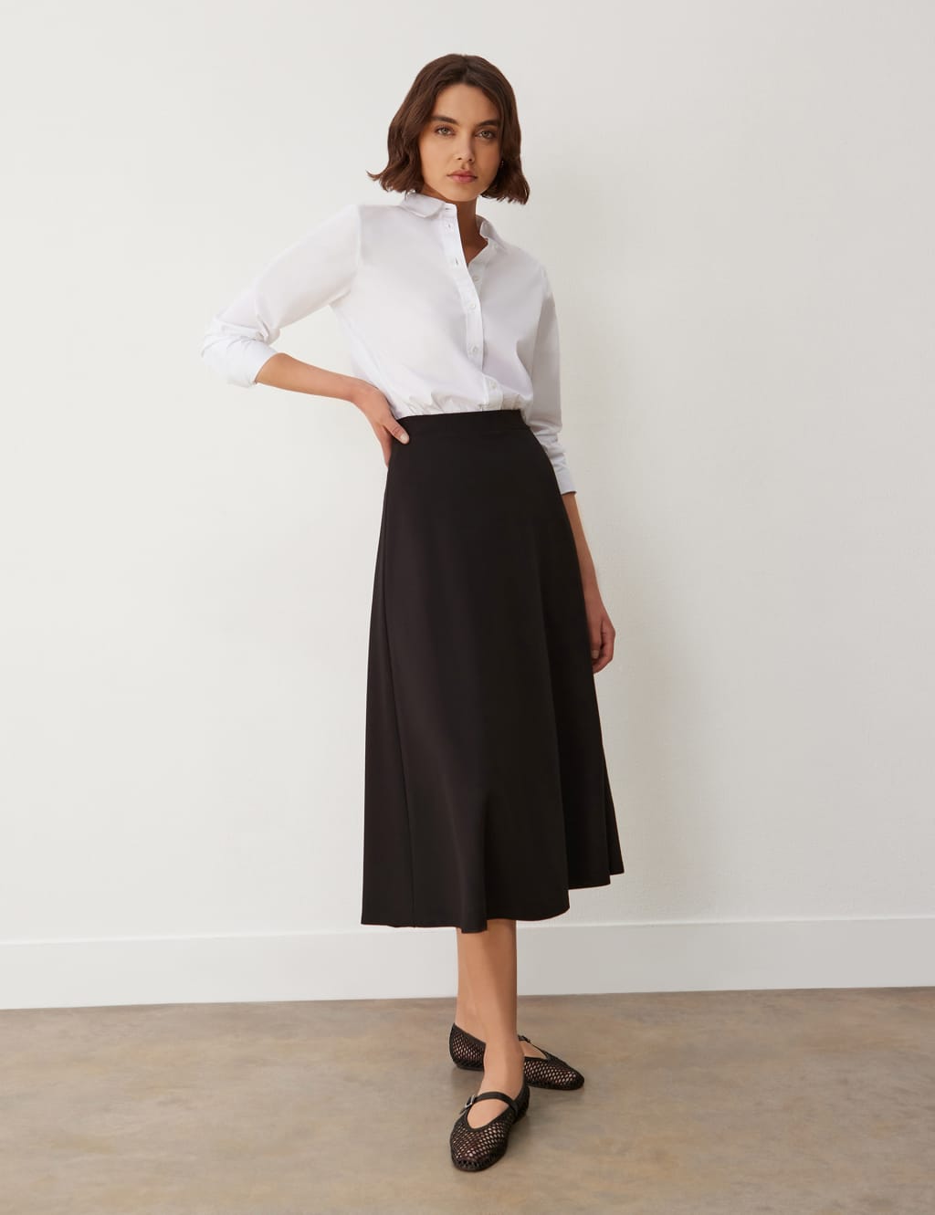Ponte Jersey Midi A-Line Skirt 3 of 4