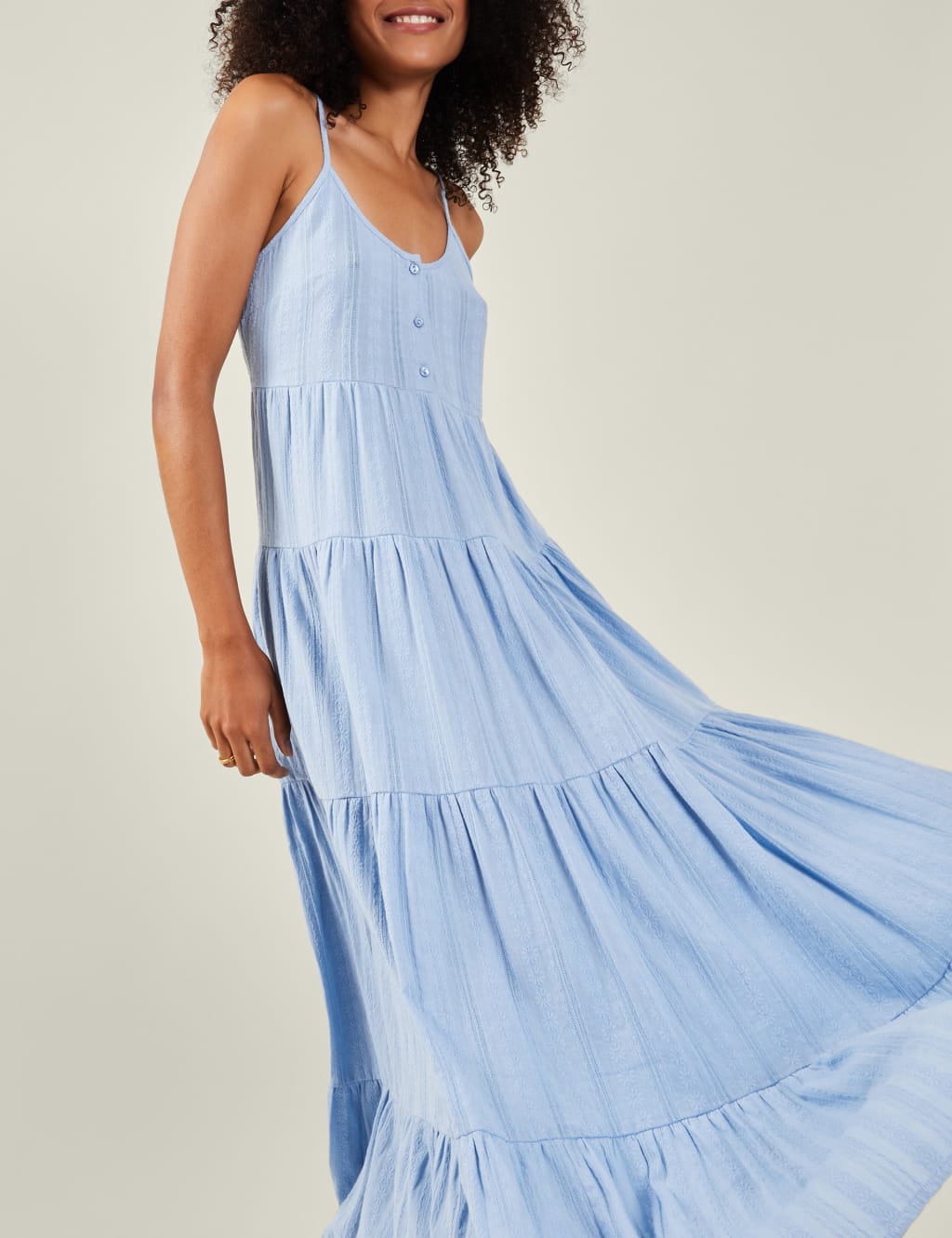 Pure Cotton Jacquard Strappy Maxi Dress 4 of 4