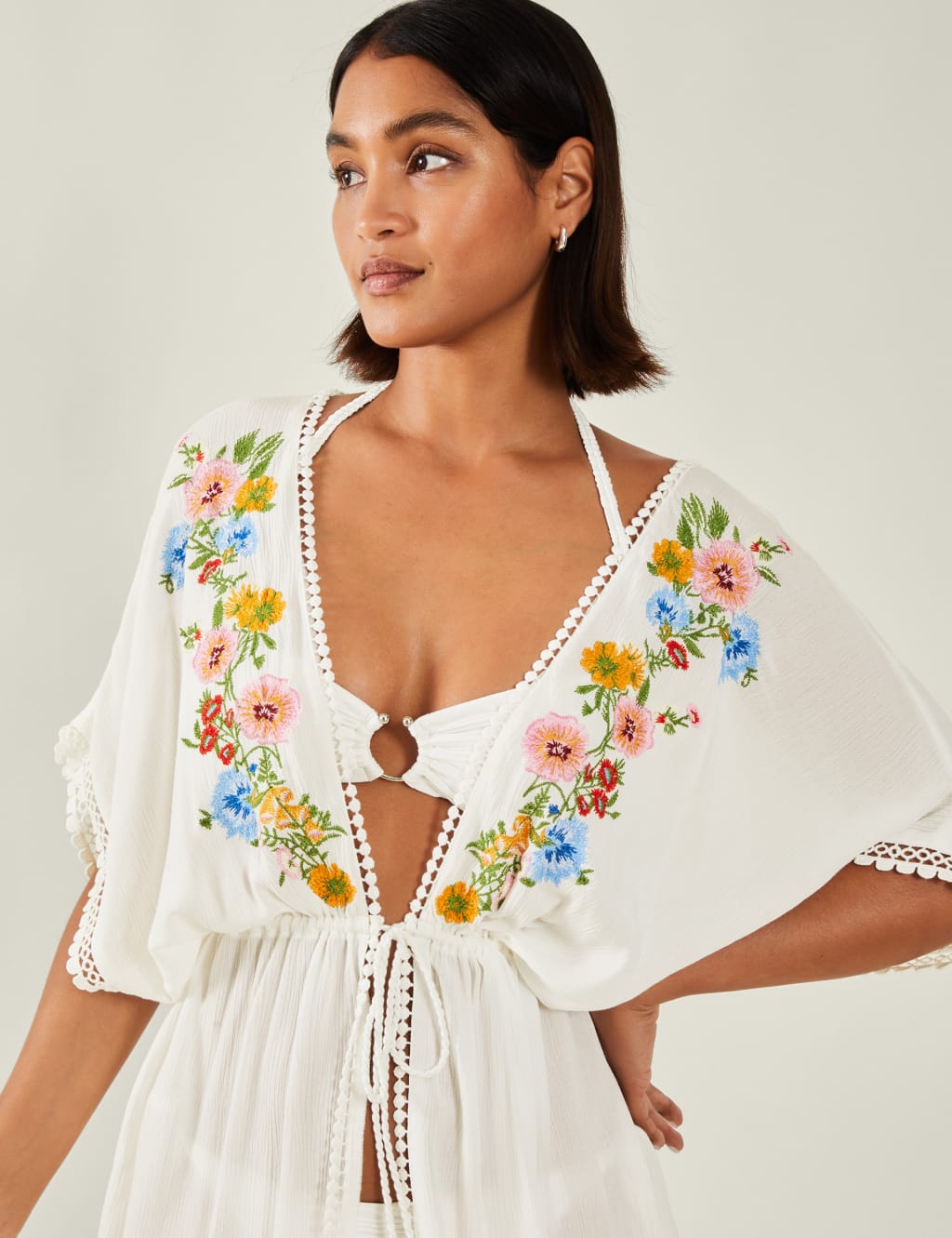 Floral Embroidered Mini Kaftan Dress 4 of 4