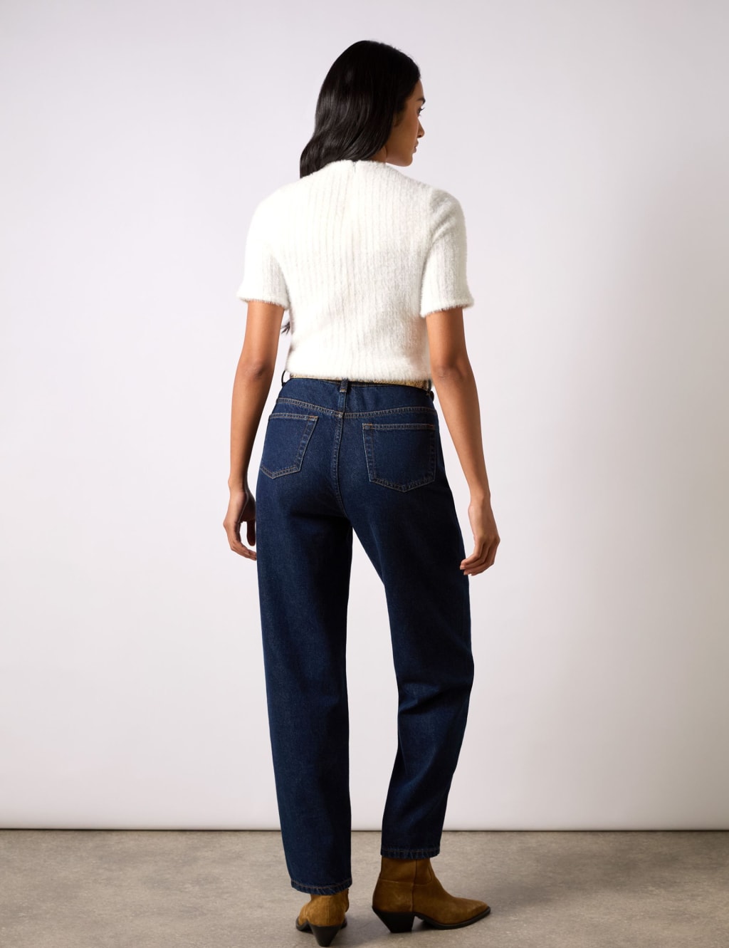 Fluffy Ribbed Crew Neck Knitted Top 3 of 4