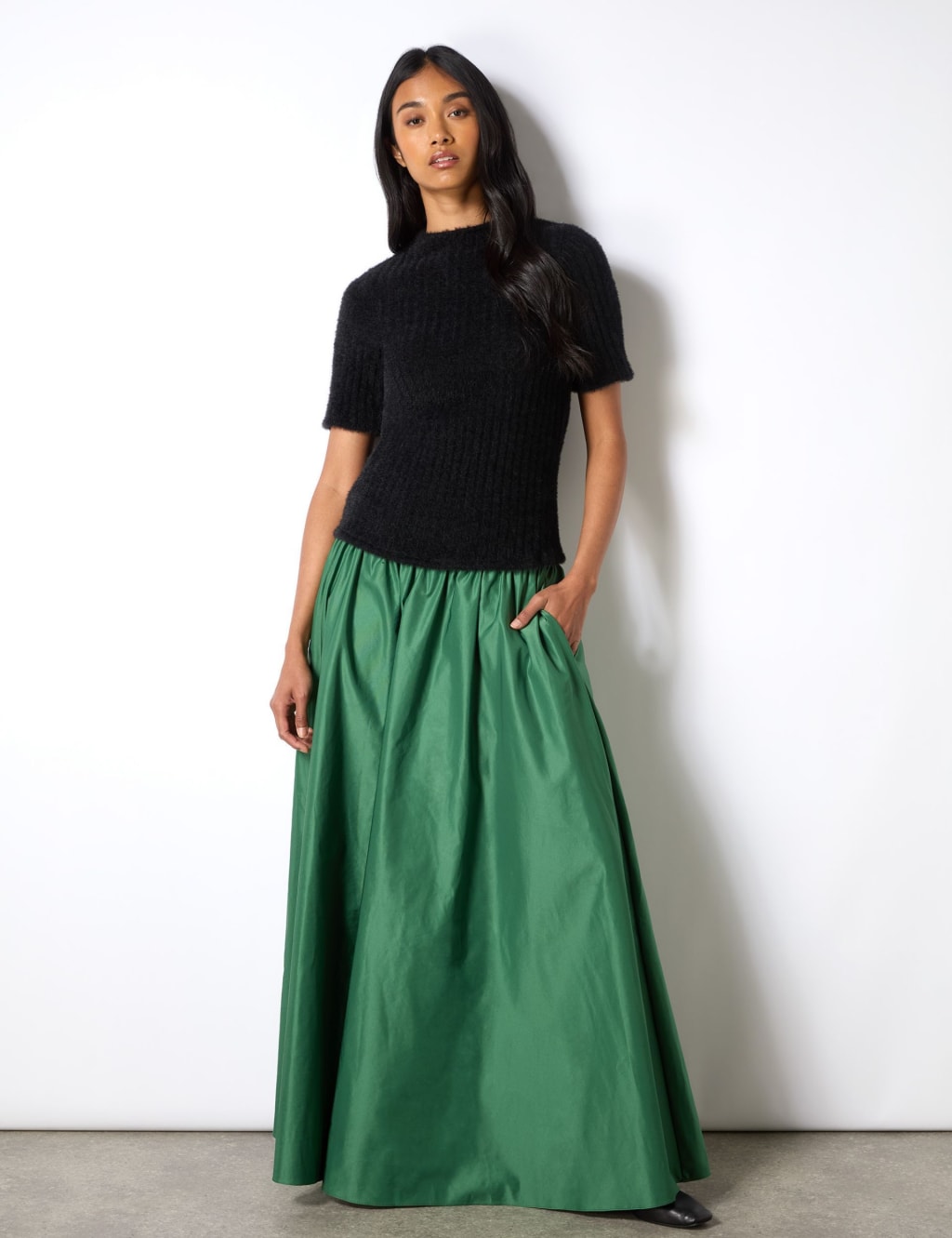Fluffy Ribbed Crew Neck Knitted Top 2 of 4