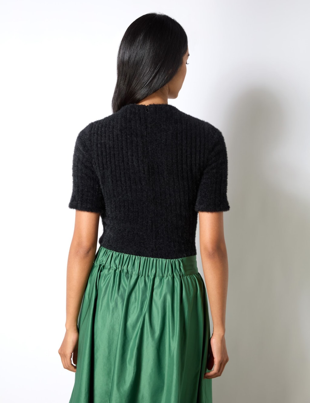 Fluffy Ribbed Crew Neck Knitted Top 3 of 4