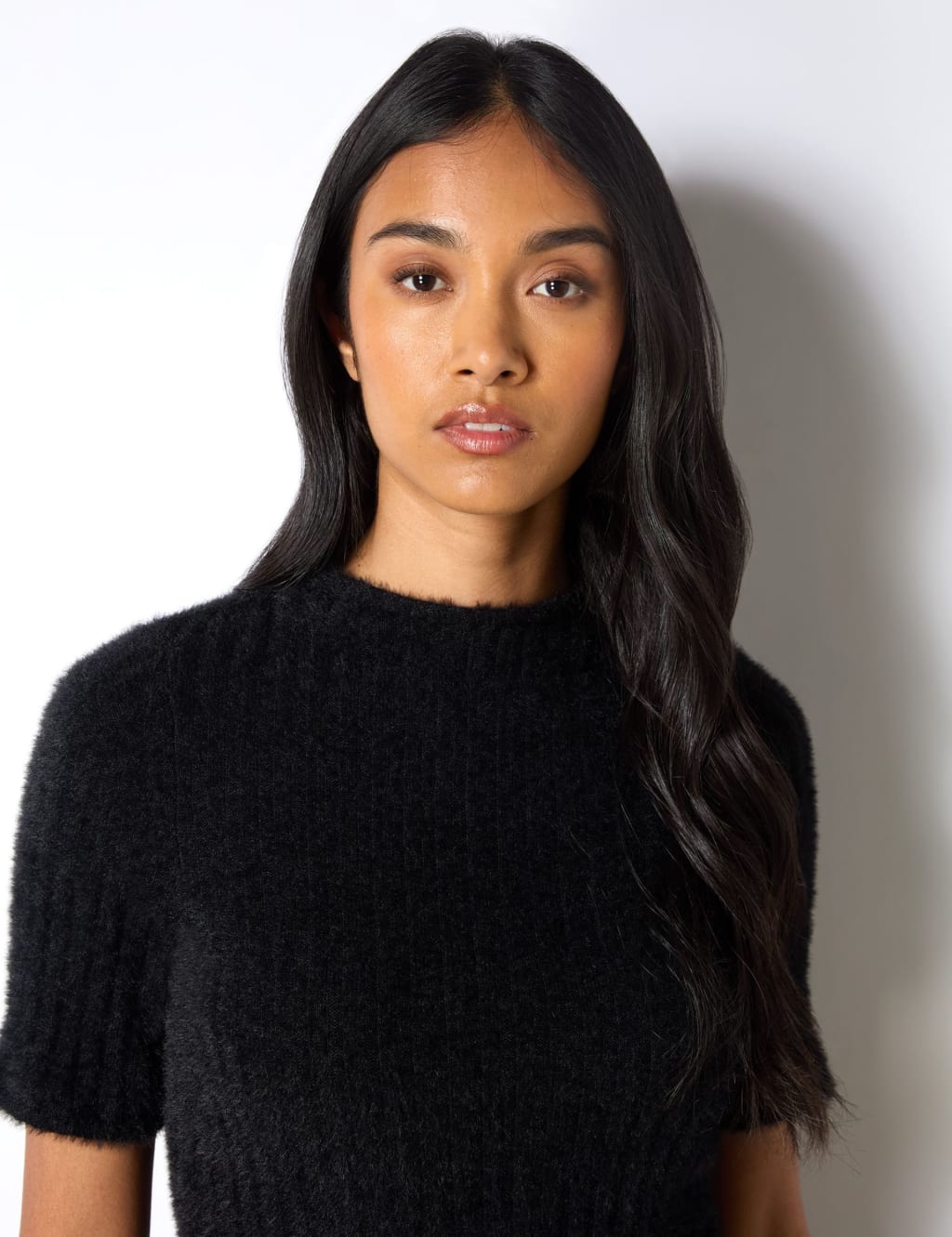 Fluffy Ribbed Crew Neck Knitted Top 4 of 4
