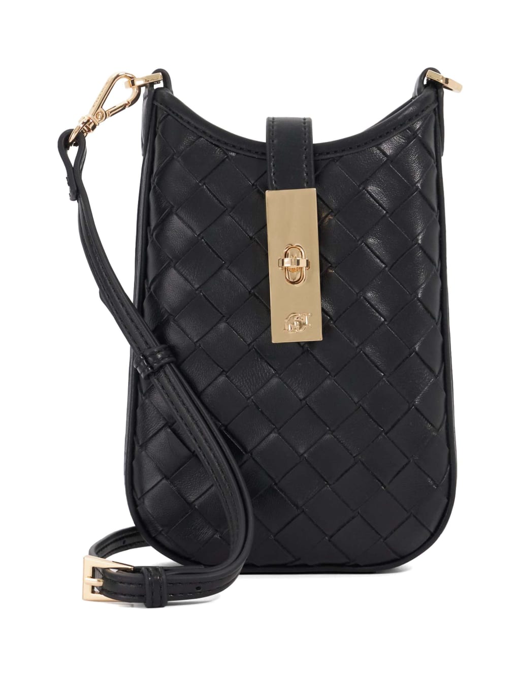 Leather Woven Cross Body Phone Pouch 2 of 6