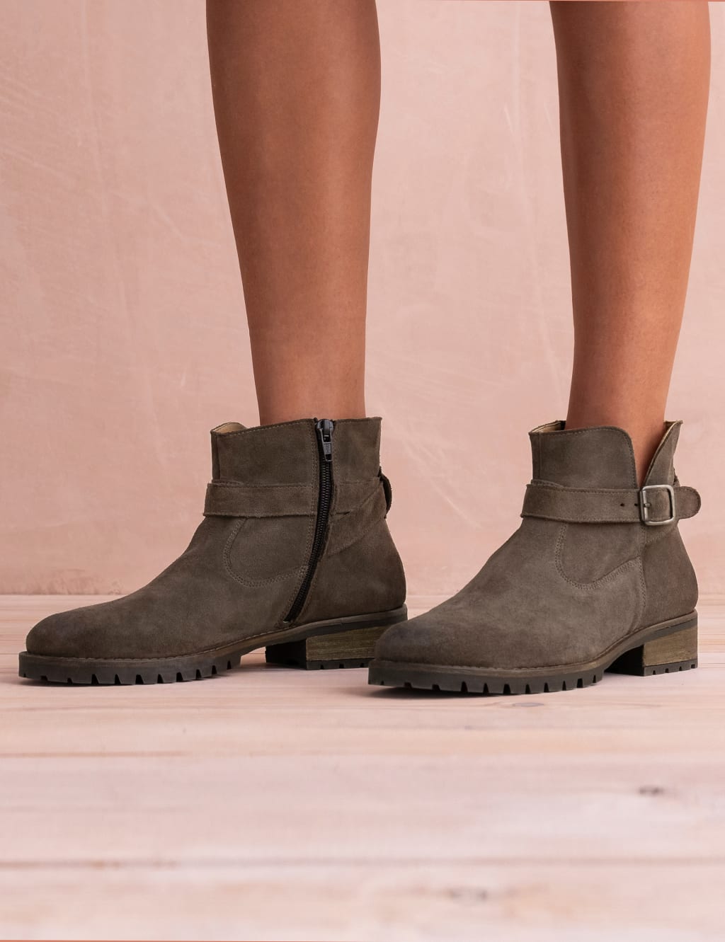 Suede Block Heel Ankle Boots 1 of 7