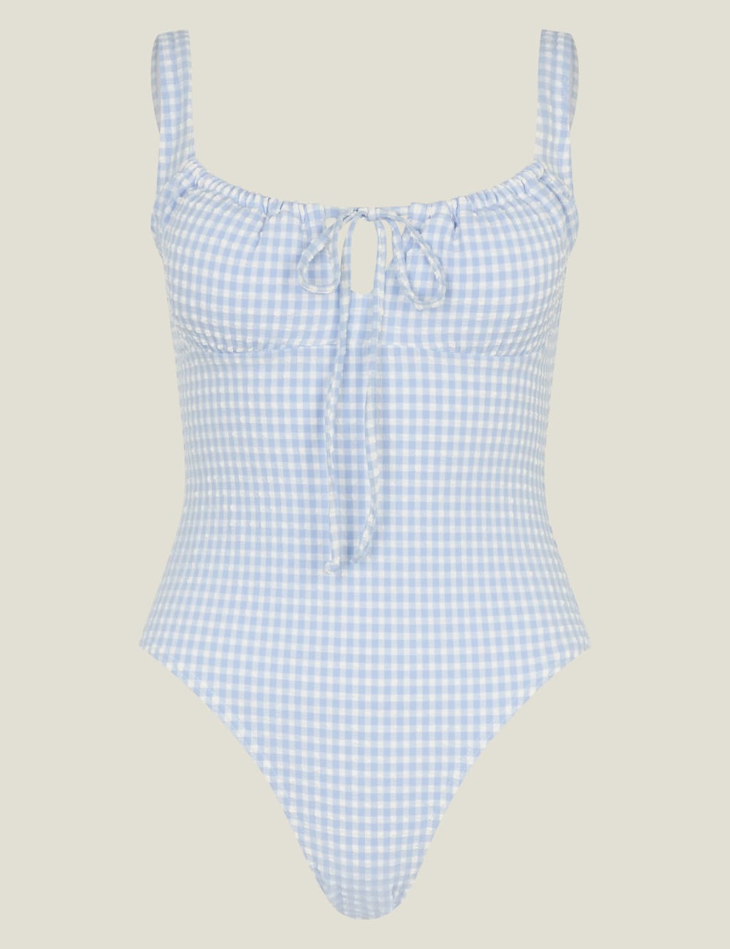 Gingham Padded Tie Detail Scoop Neck Swimsuit