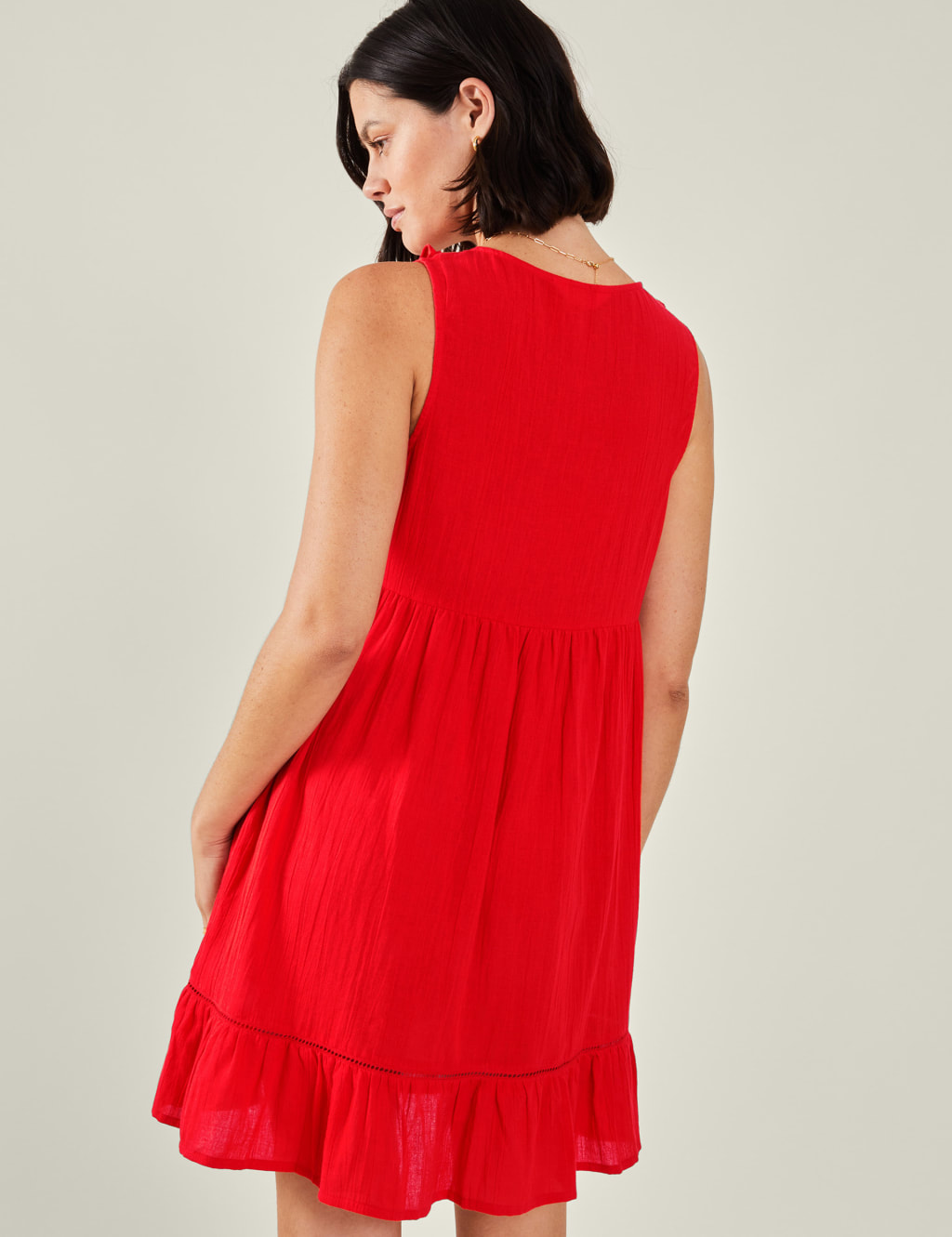 Pure Cotton V-Neck Ruffle Mini Beach Dress 3 of 4