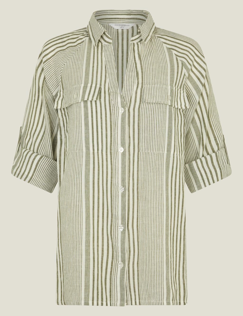 Cotton Rich Striped Beach Shirt with Linen 2 of 4
