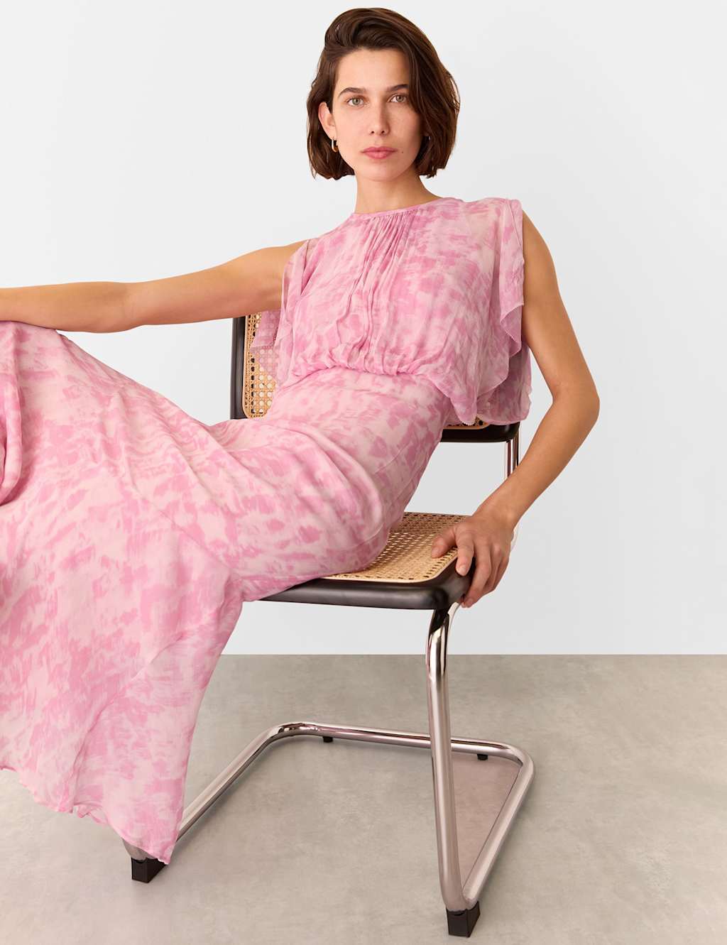 Printed Waterfall Sleeve Midi Skater Dress 3 of 4