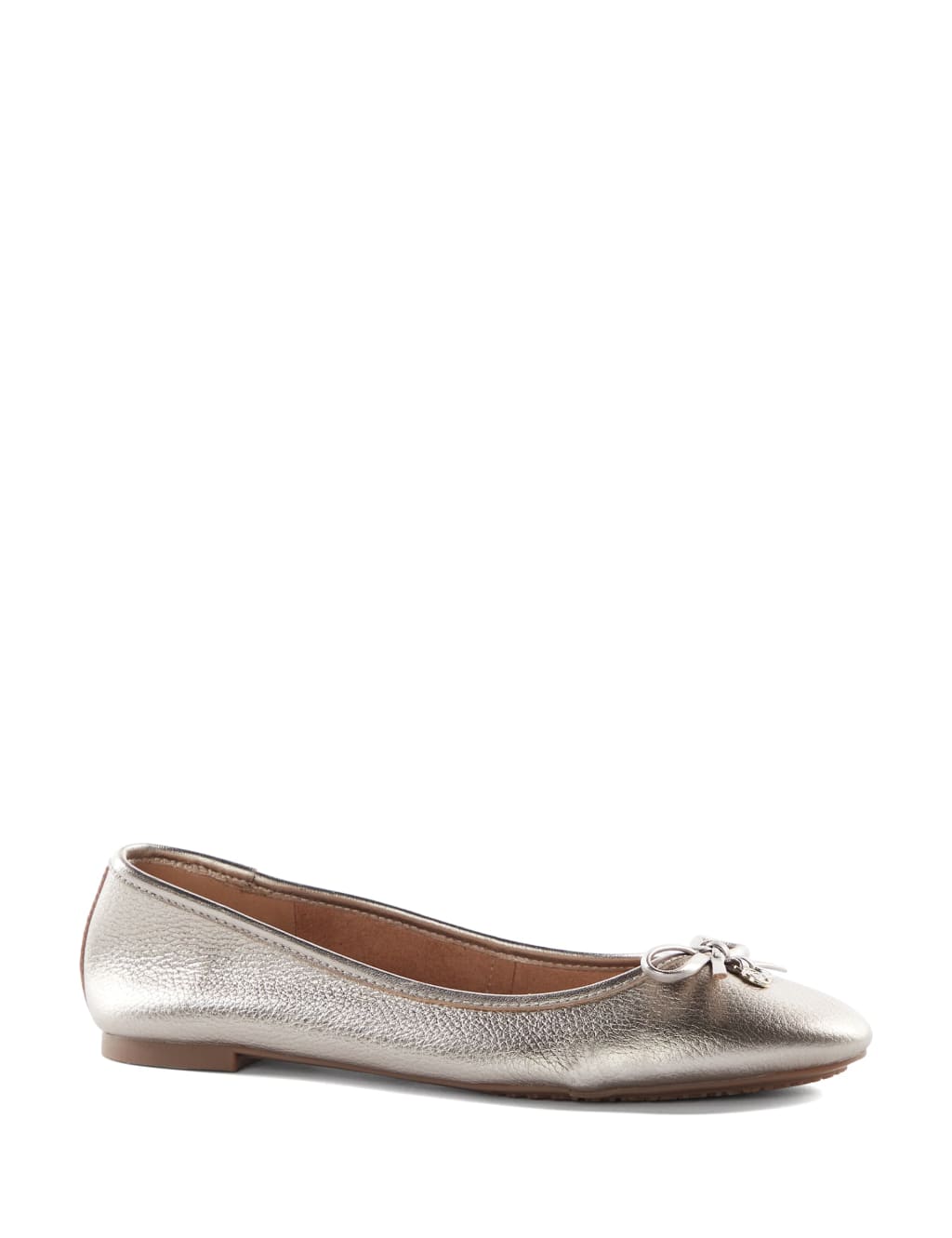 Leather Metallic Flat Ballet Pumps 2 of 5