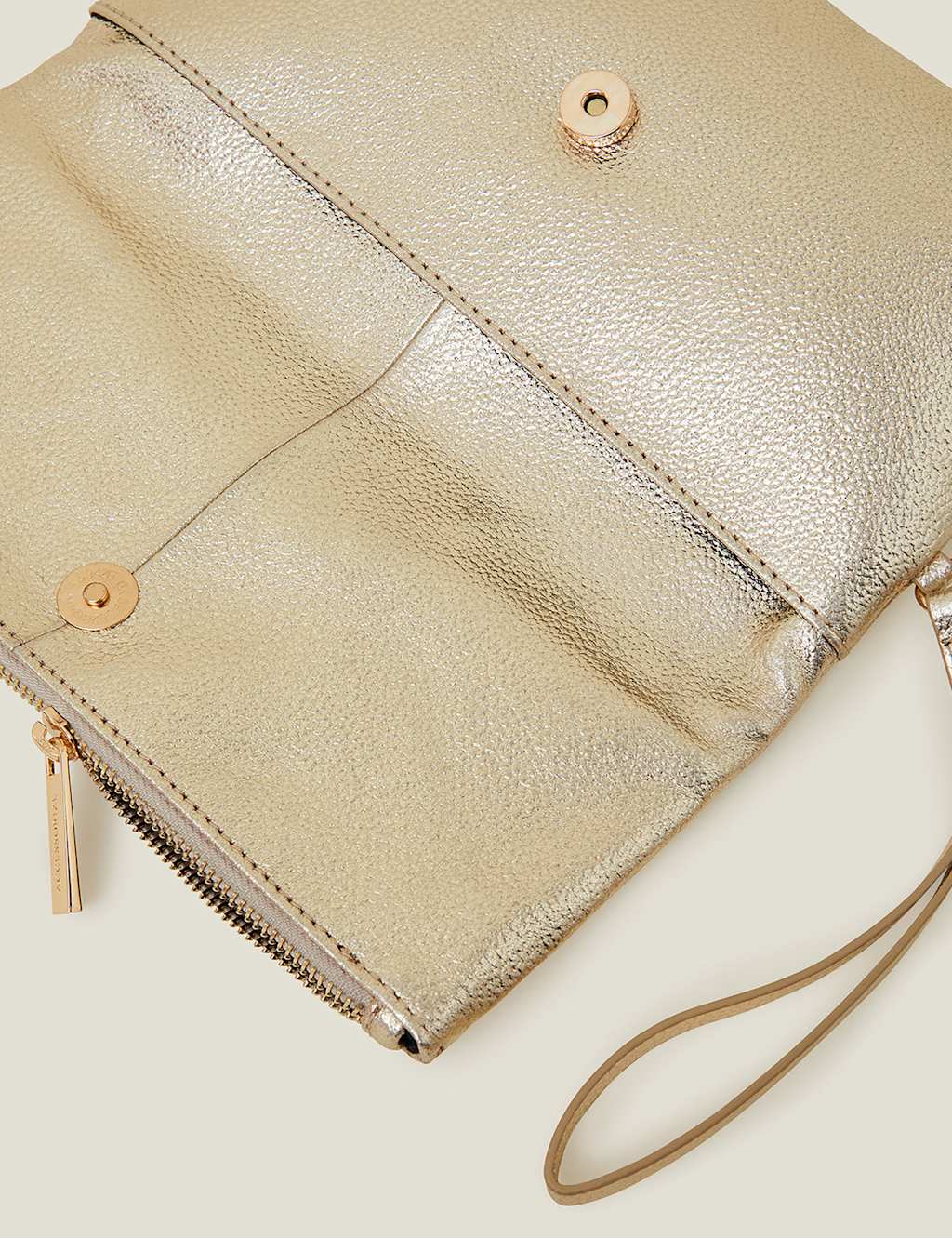 Leather Metallic Fold Over Clutch Bag 4 of 4