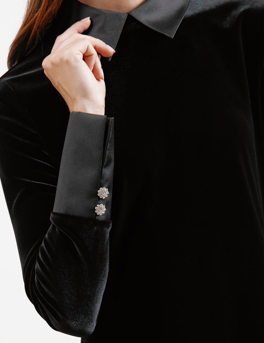 Velvet drape button mini dress cheap
