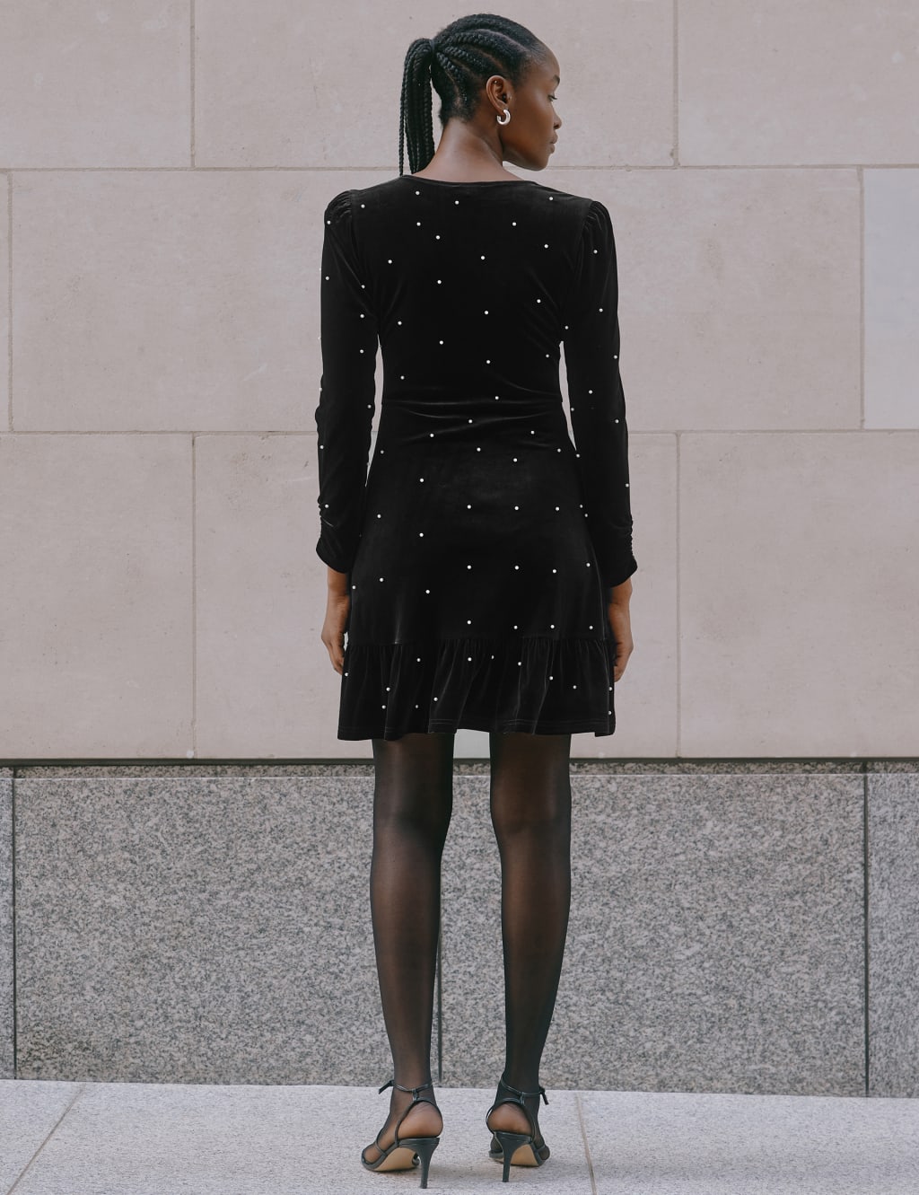 Velvet Embellished Mini Skater Dress 3 of 4