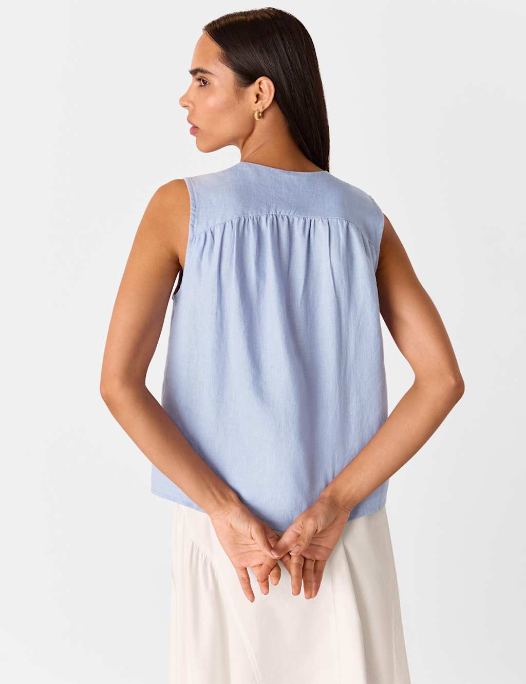 Pure Linen Button Through Tank Top 3 of 4
