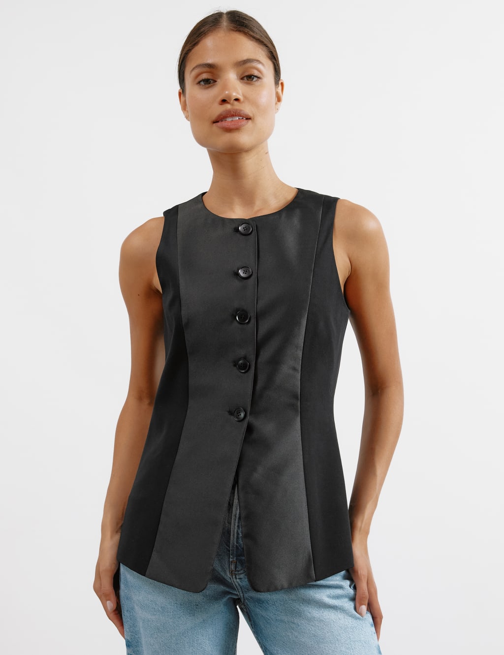 Satin Look Tuxedo Waistcoat 1 of 8