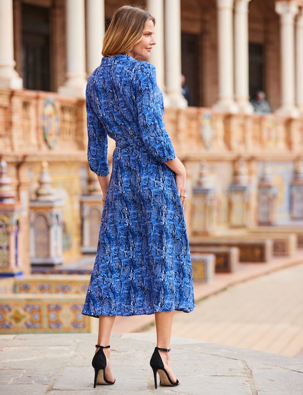 Snakeskin midi shirt dress on sale