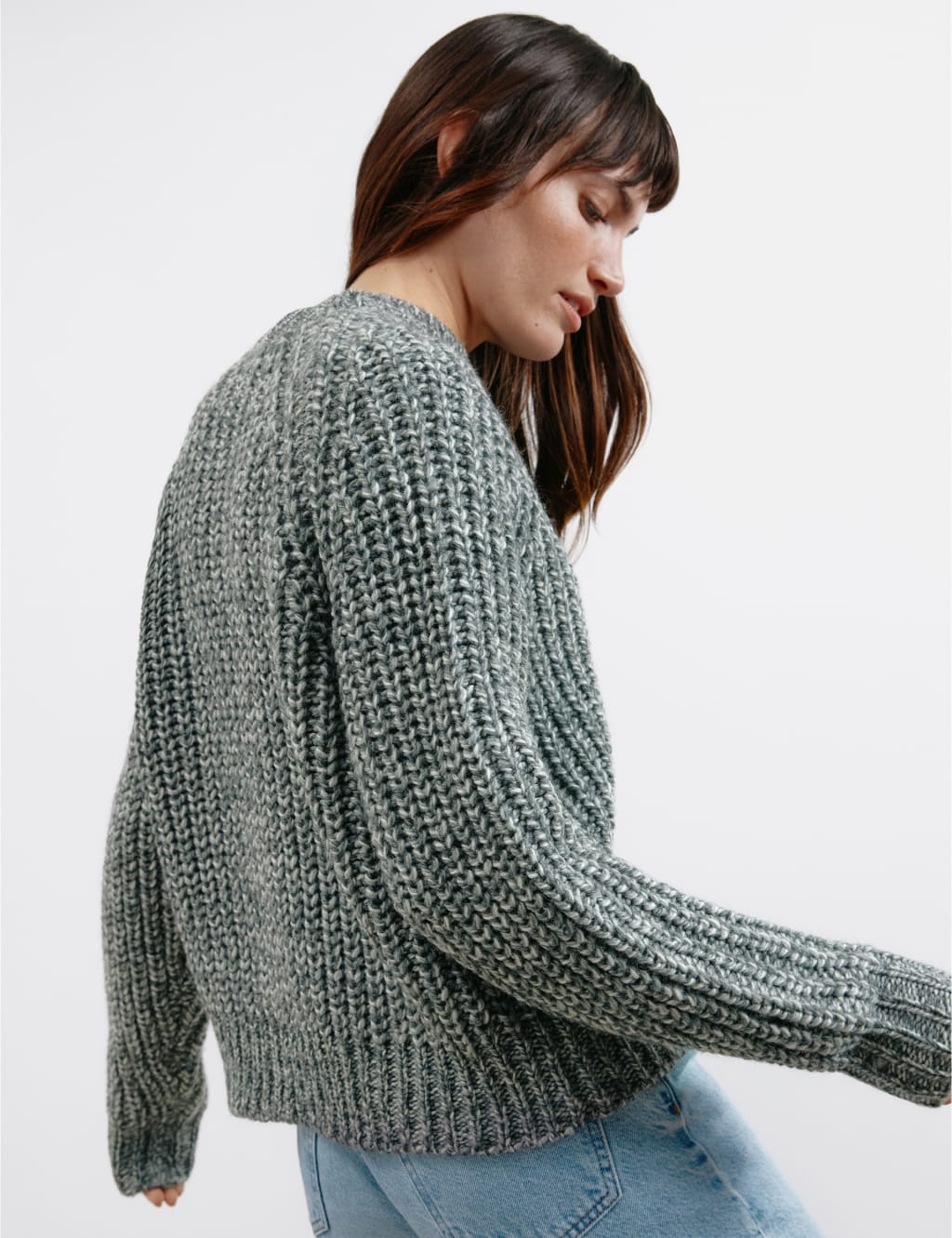 Ribbed crew neck sweater on sale