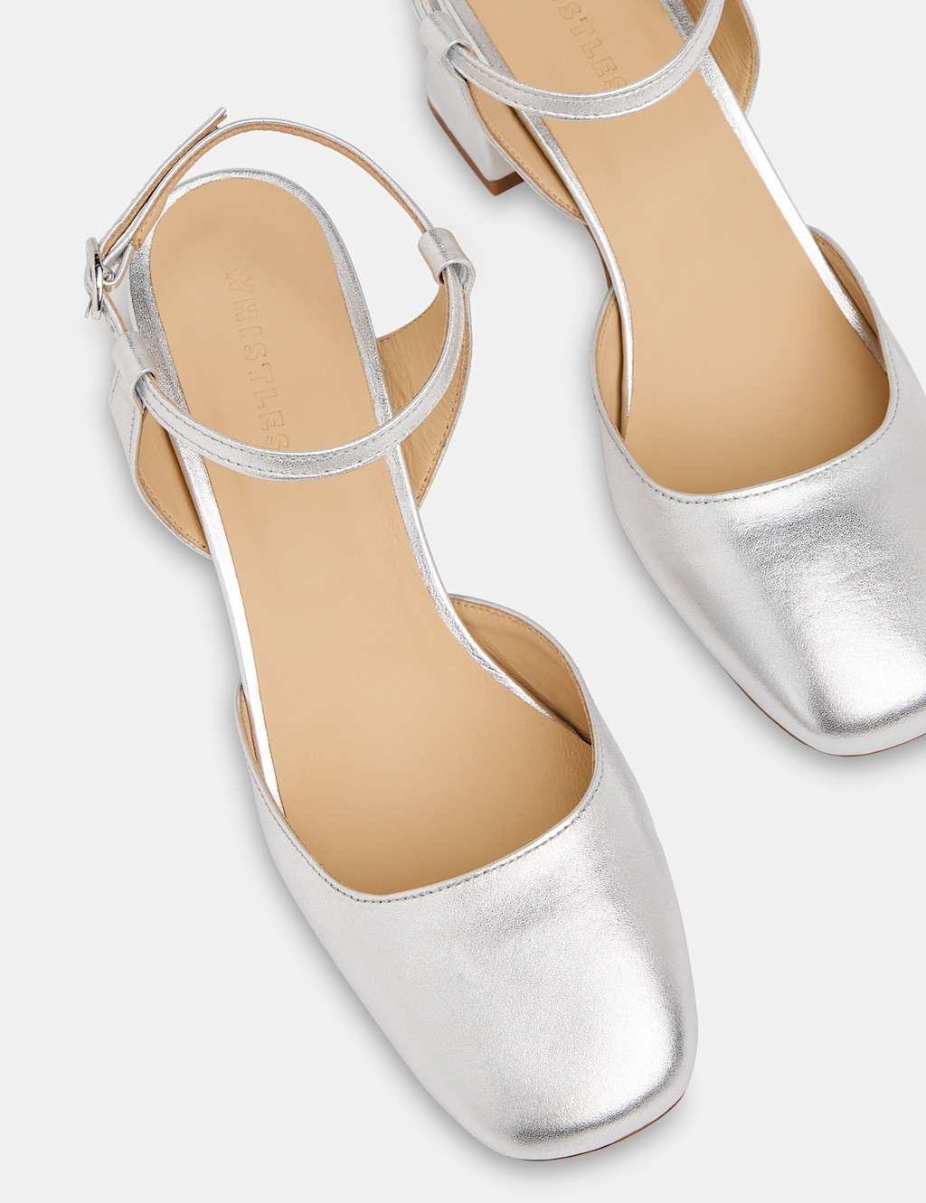 Leather Metallic Block Heel Shoes 4 of 5