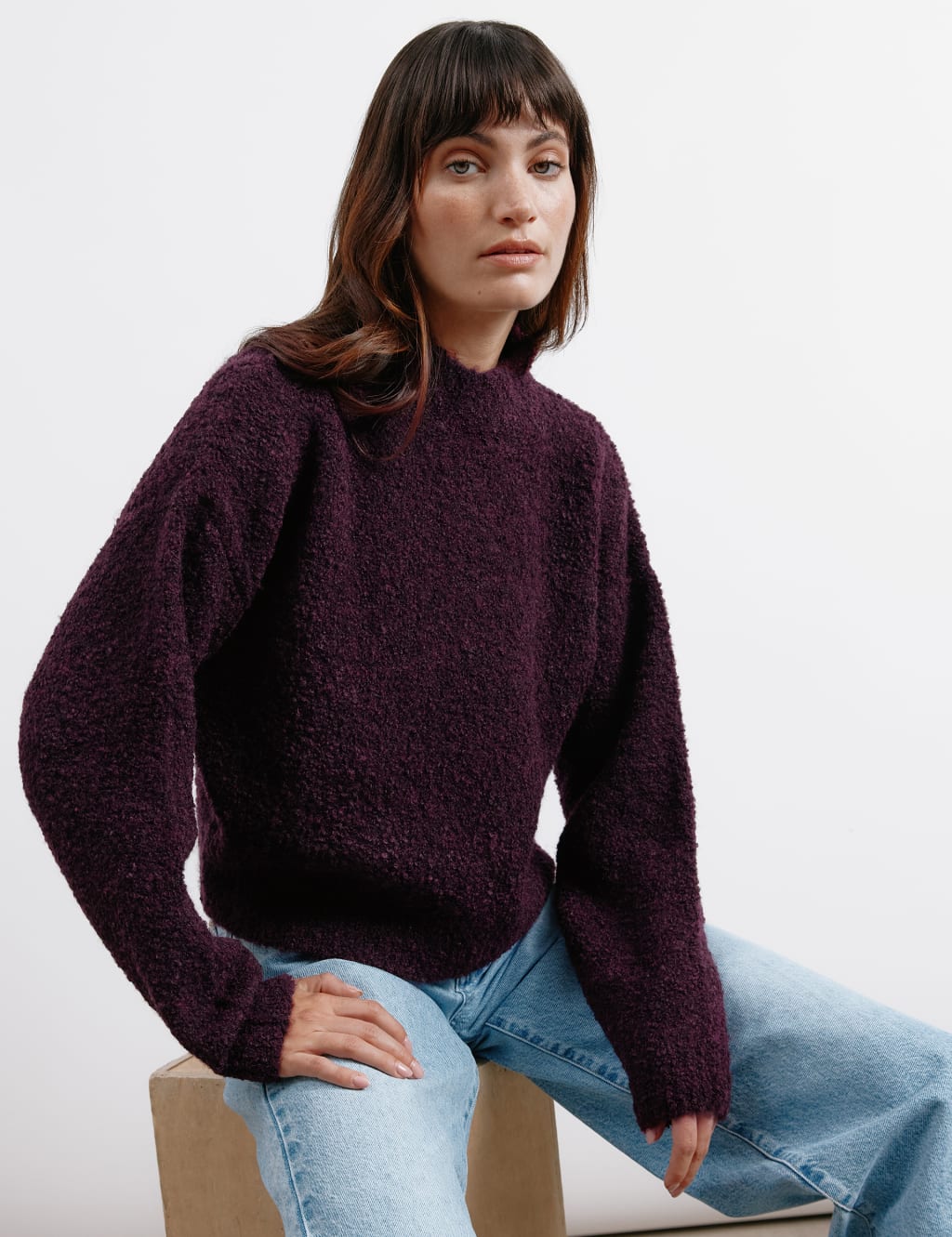 Boucle Crew Neck Jumper with Wool Albaray M S