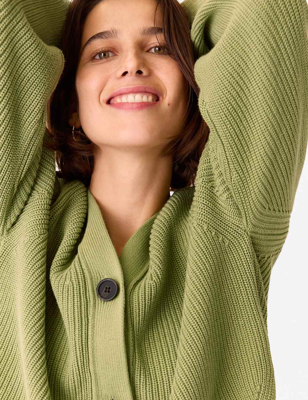 Pure Cotton Button Front Cropped Cardigan 3 of 4