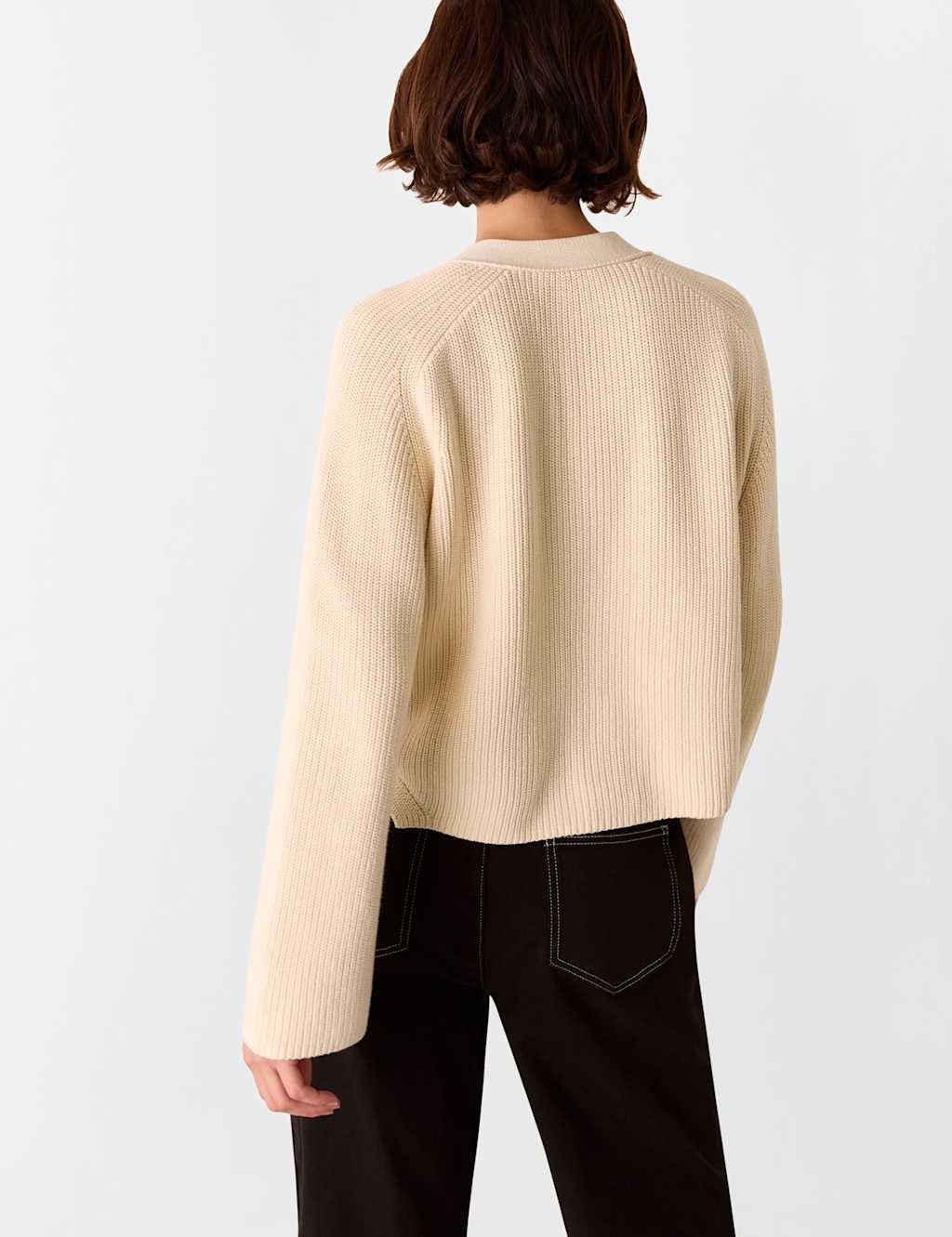Pure Cotton Button Front Cropped Cardigan 4 of 4