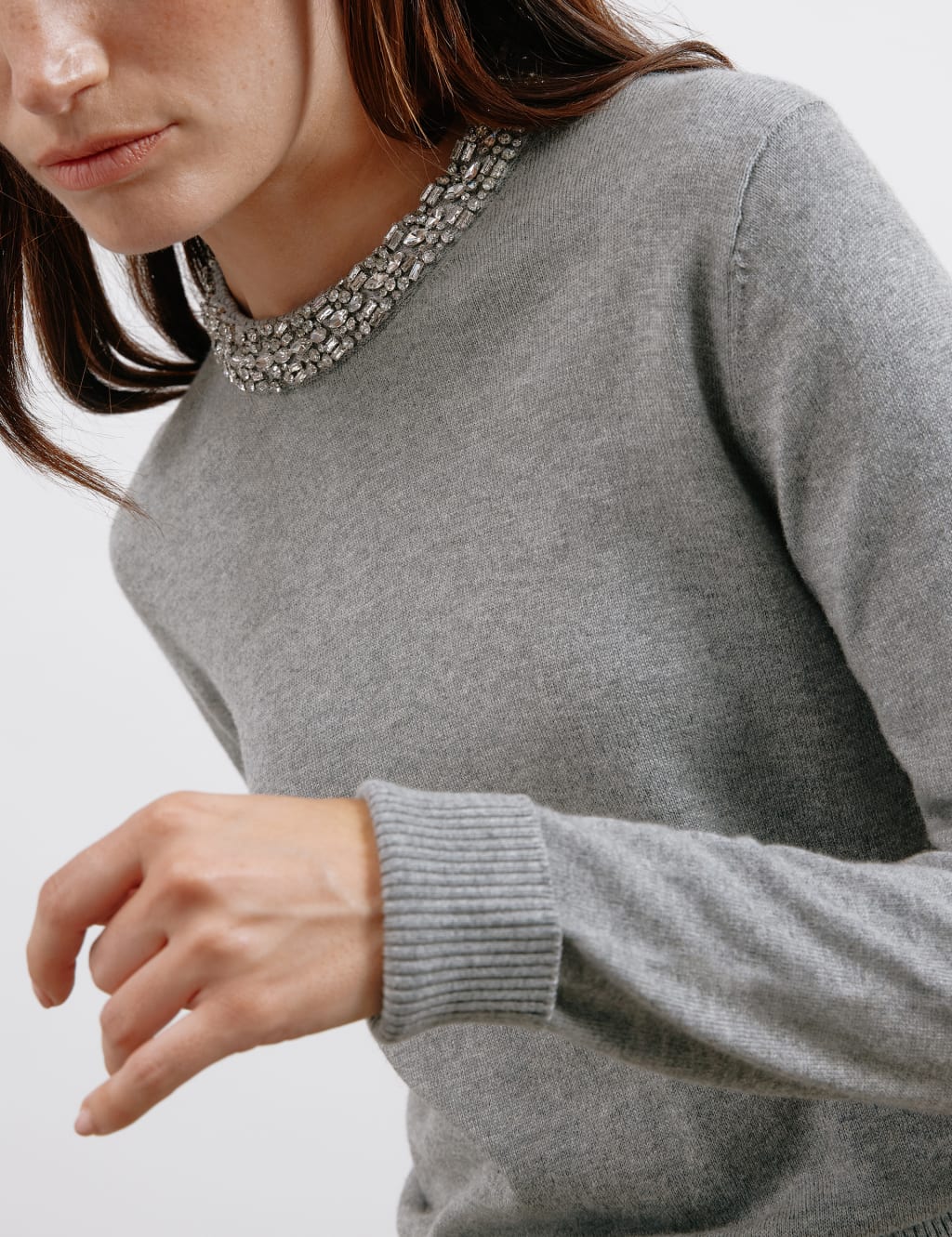 Embellished shoulder jumper discount
