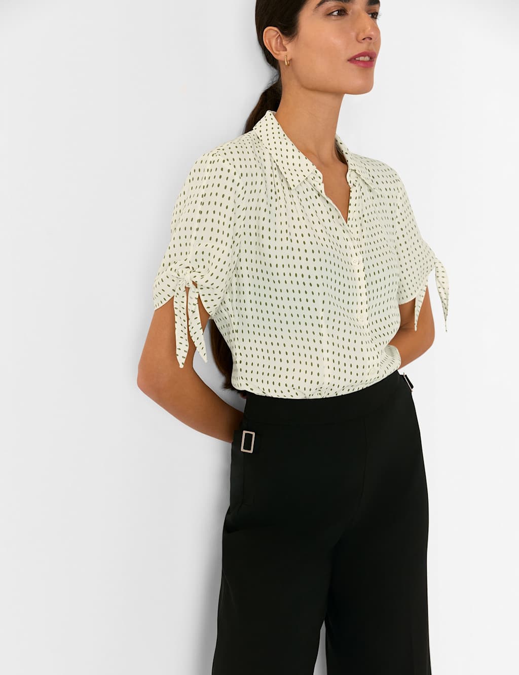 Polka Dot Collared Tie Sleeve Shirt 3 of 4