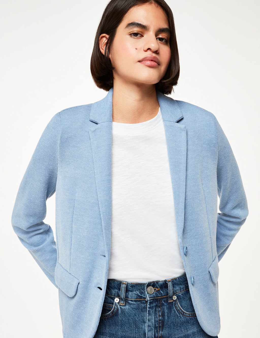 Jersey Slim Single Breasted Blazer Jacket 3 of 4