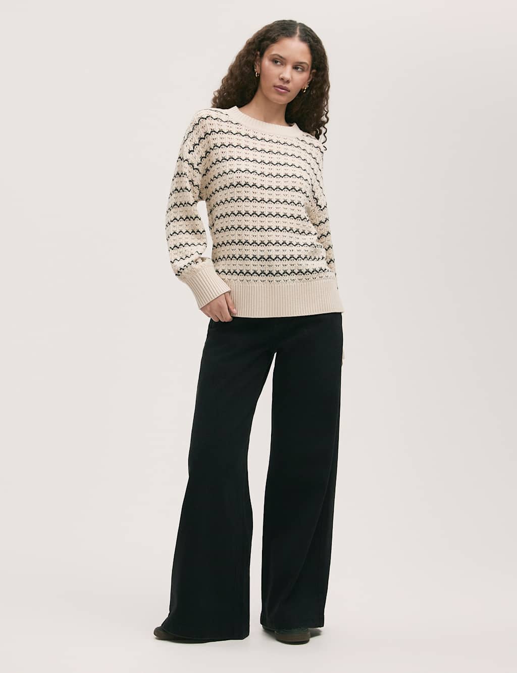 Cotton Rich Striped Crew Neck Jumper 2 of 4