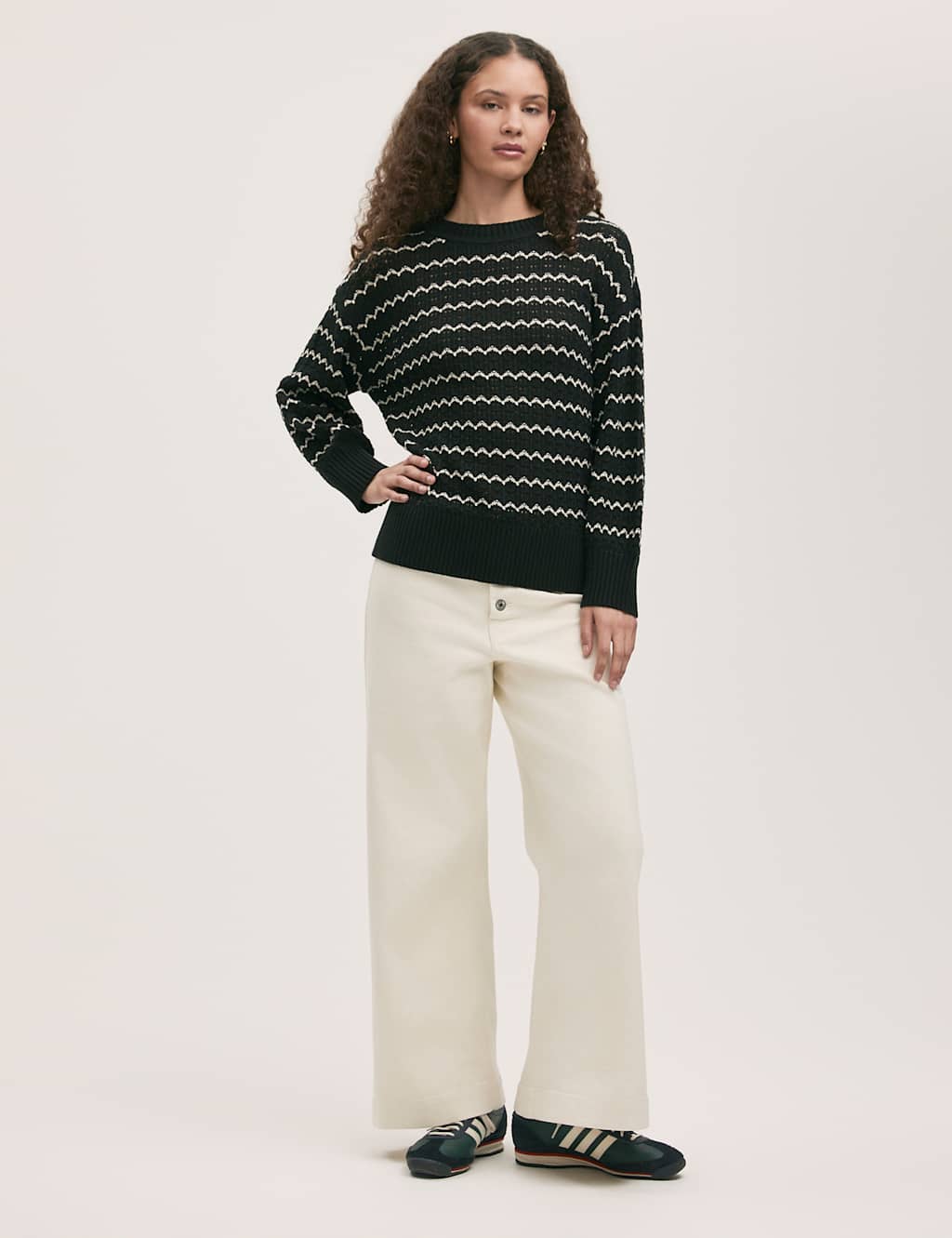Cotton Rich Striped Crew Neck Jumper 2 of 4