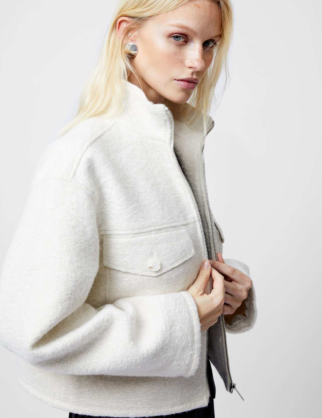 BoucléCropped Aviator Jacket 3 of 3