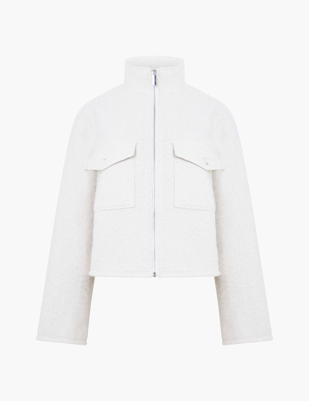BoucléCropped Aviator Jacket 2 of 3