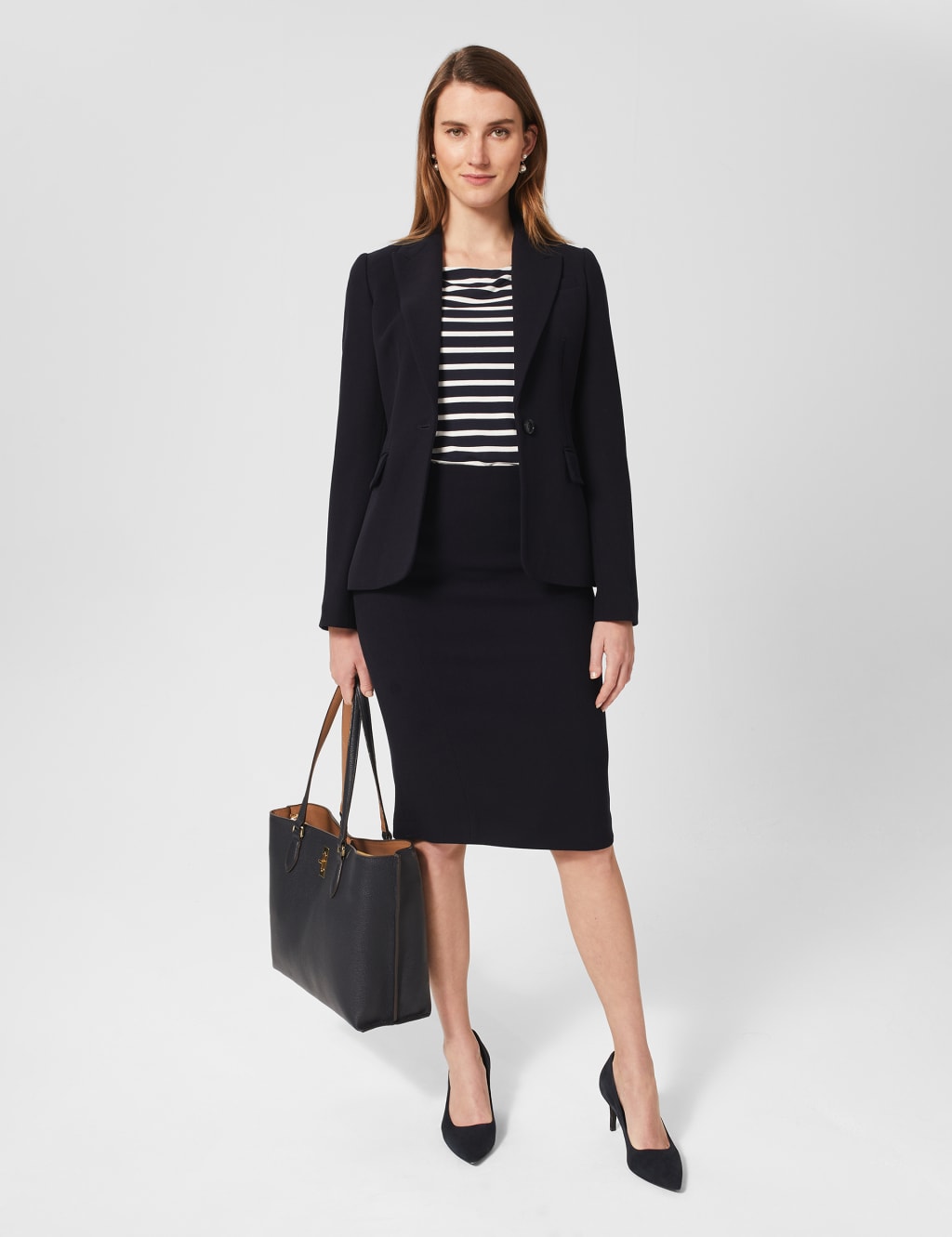 Hobbs navy pencil skirt online