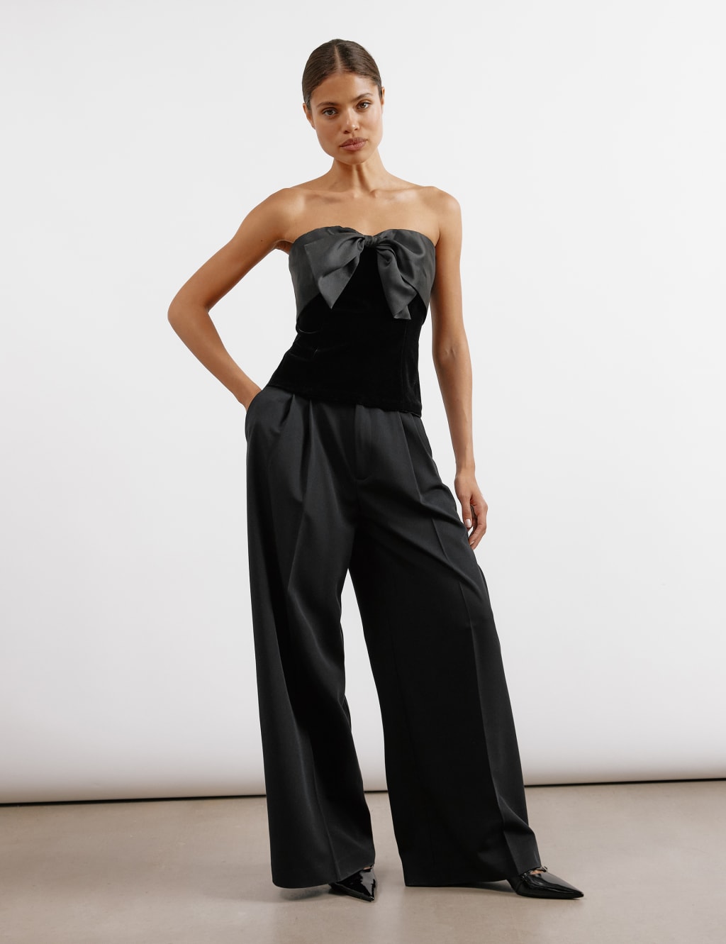 Velvet Satin Bow Bandeau Top 5 of 6