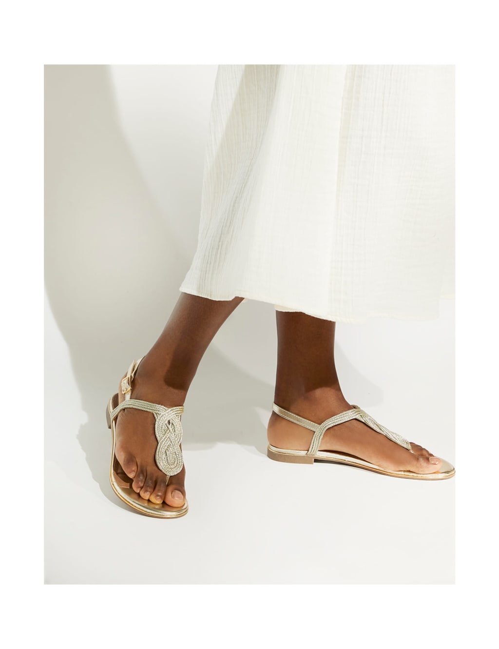 Twist Ankle Strap Flat Slingback Sandals 3 of 6