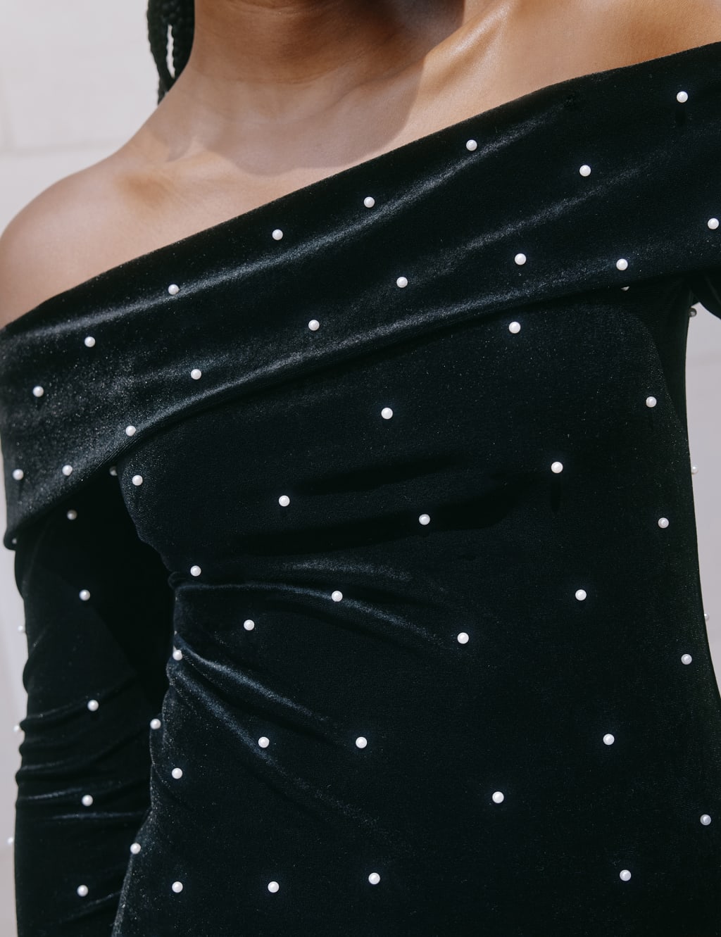 Velvet Embellished Bardot Top 3 of 4